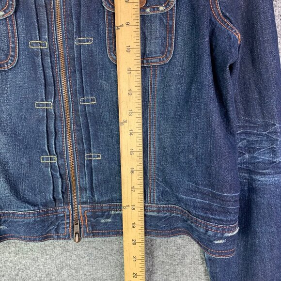 Vintage Ezra Fitch Women’s Sz Large Full Zip Front Cropped Jean Jacket‎ Pockets - Picture 4 of 9